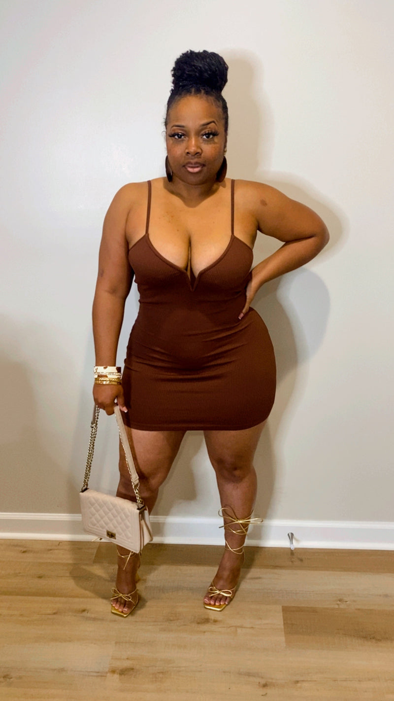 Vee Cami Dress (Chocolate)