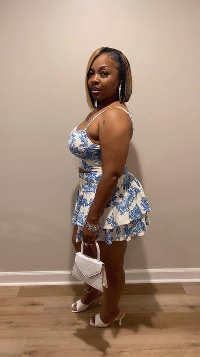 Lotus Skirt Set (Blue)
