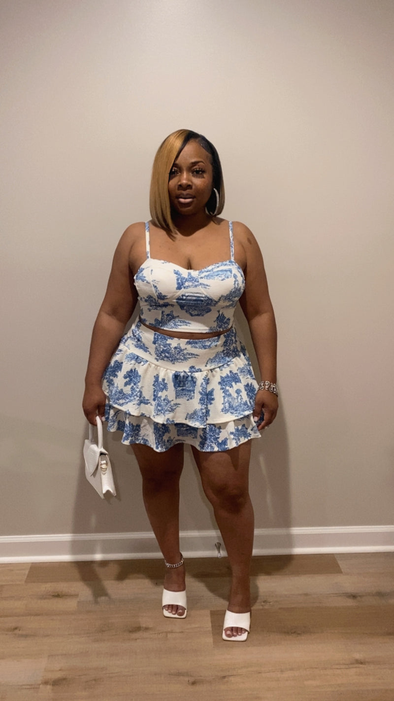 Lotus Skirt Set (Blue)