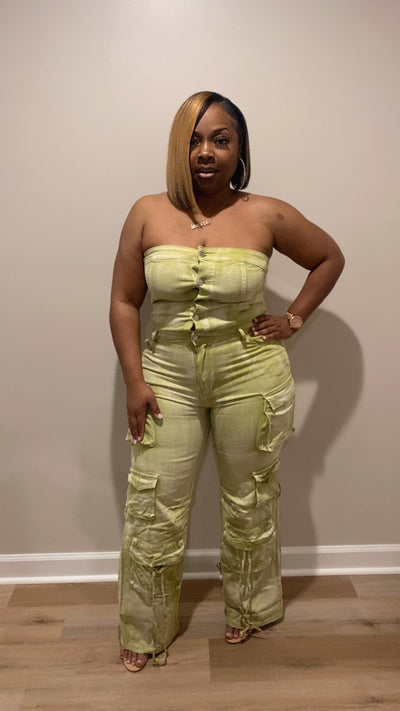 Cargo Tube Jumpsuit (Sage)