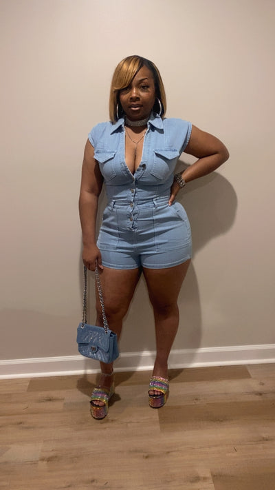 Risky Denim Romper