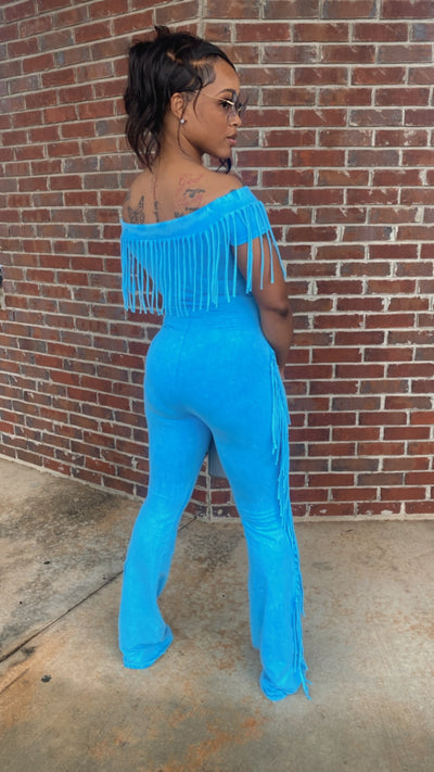 Frisky Fringe Jumpsuit (Artic Blue)