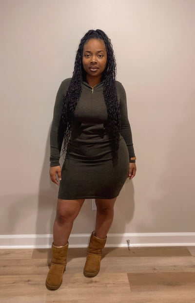 Hoodie Chill Dress (Olive)
