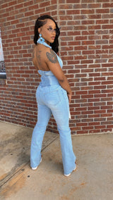 Denim Halter Jumpsuit