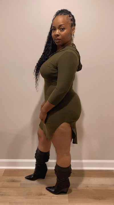 So Hoodie Dress (Olive)