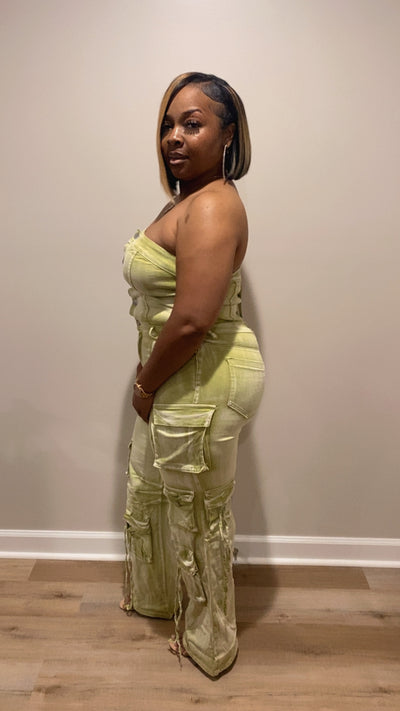 Cargo Tube Jumpsuit (Sage)