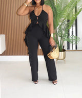 Halter Ruffled Set (Black)