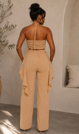 Halter Ruffled Set (Tan)