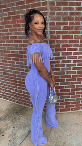 Frisky Fringe Jumpsuit (Lilac)
