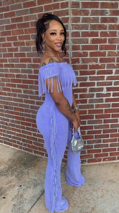 Frisky Fringe Jumpsuit (Lilac)