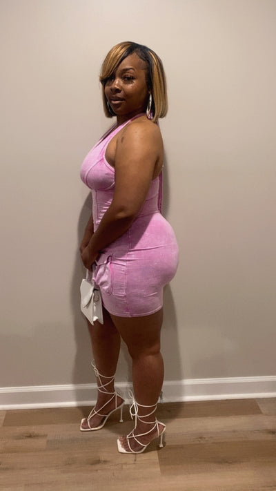 Cargo Halter Dress (Pink)