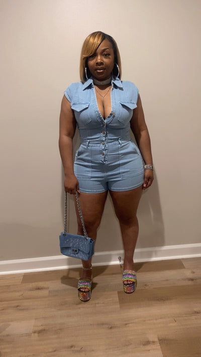 Risky Denim Romper
