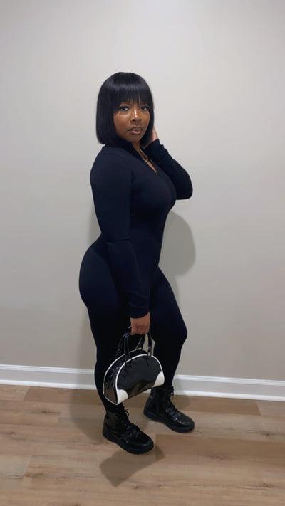 Zip Fitted Jumpsuit (Black)