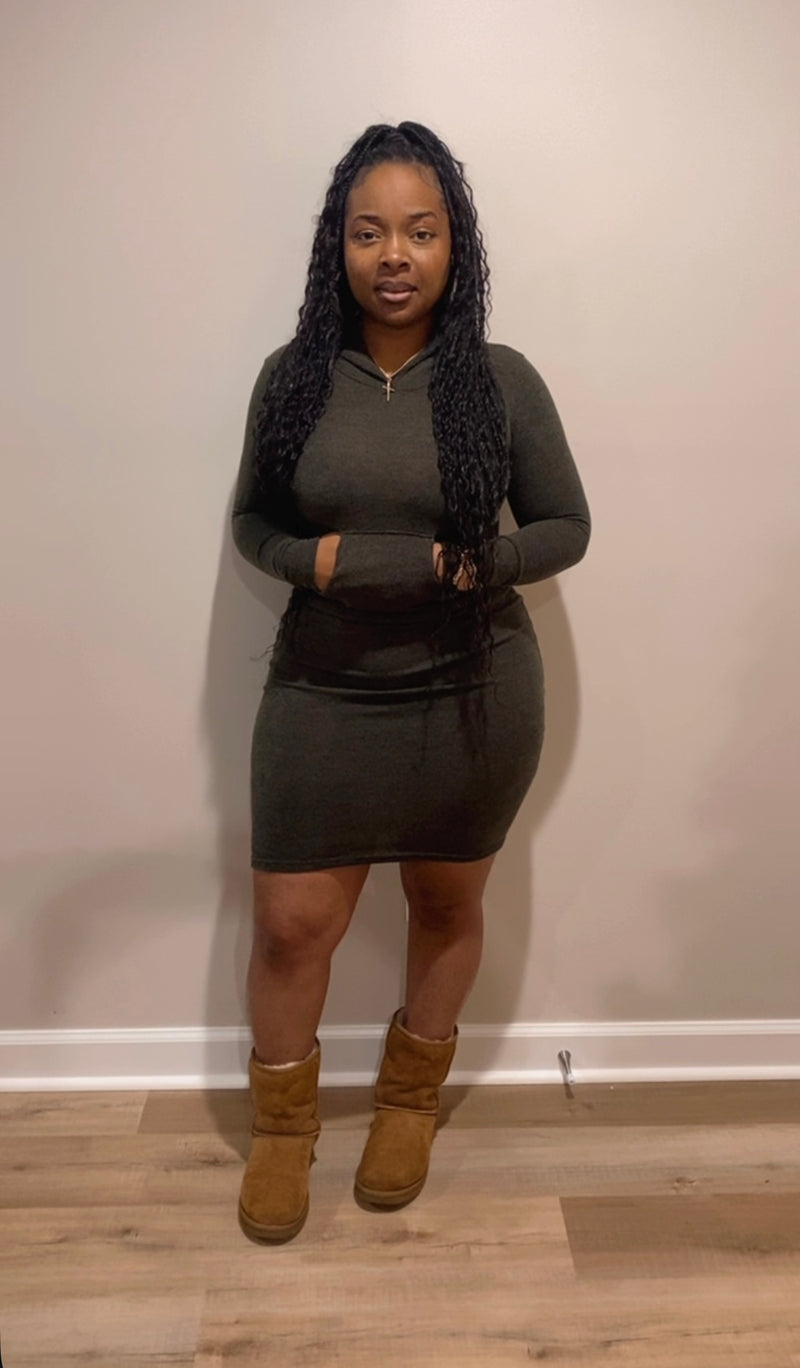 Hoodie Chill Dress (Olive)