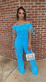 Frisky Fringe Jumpsuit (Artic Blue)