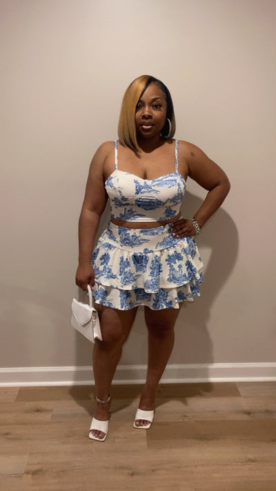 Lotus Skirt Set (Blue)