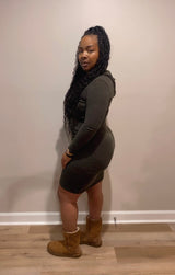 Hoodie Chill Dress (Olive)