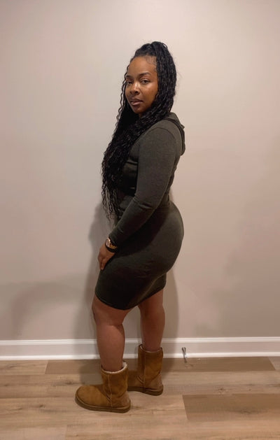 Hoodie Chill Dress (Olive)