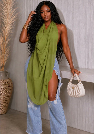 Baby Doll Halter Top (Green)