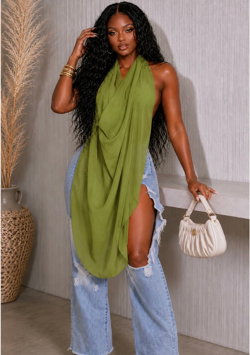Baby Doll Halter Top (Green)