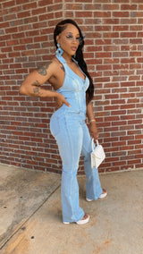 Denim Halter Jumpsuit