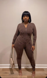 Open Back Jumpsuit (Espresso)