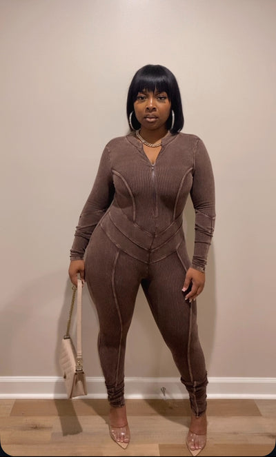 Open Back Jumpsuit (Espresso)