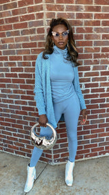 Cozy Cardigan Set (Blue/Grey)