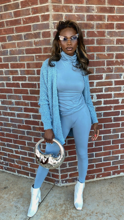 Cozy Cardigan Set (Blue/Grey)