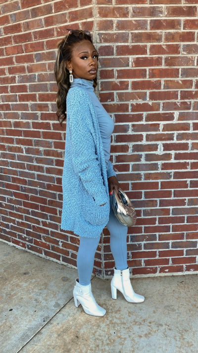 Cozy Cardigan Set (Blue/Grey)