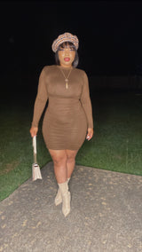 Ruched Body Dress (Coffee)
