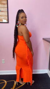 Frisky Fringe Dress (Orange)