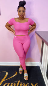 Ribbed Babe Set (Hot Pink)