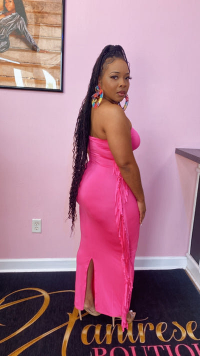 Frisky Fringe Dress (Hot Pink)