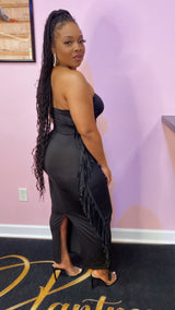 Frisky Fringe Dress (Black)