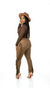 Frisky Fringe Pants (Brown)