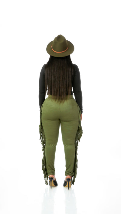 Frisky Fringe Pants (Olive)