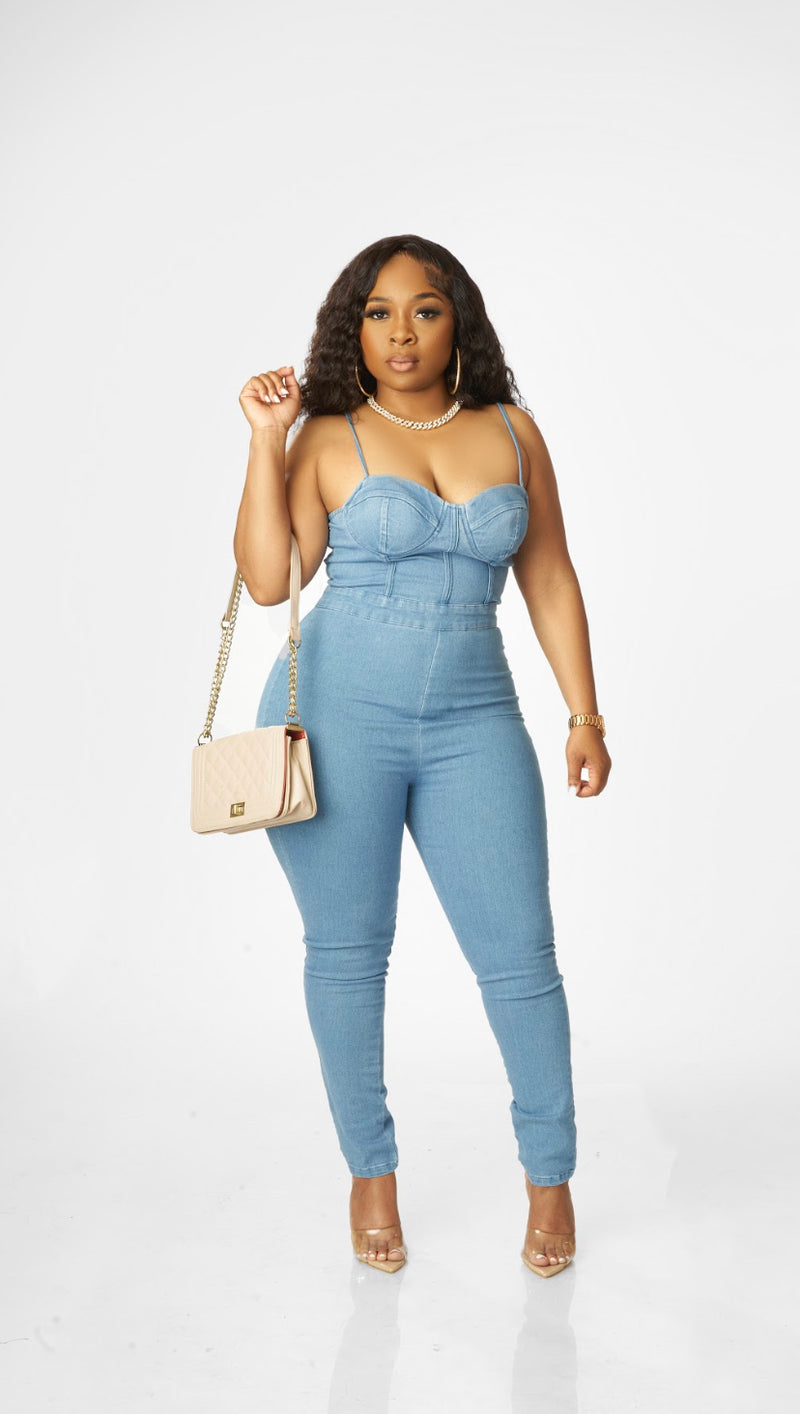Denim Cami Jumpsuit Xantrese Boutique