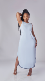 Comfy Vibe Dress (Ash Blue)