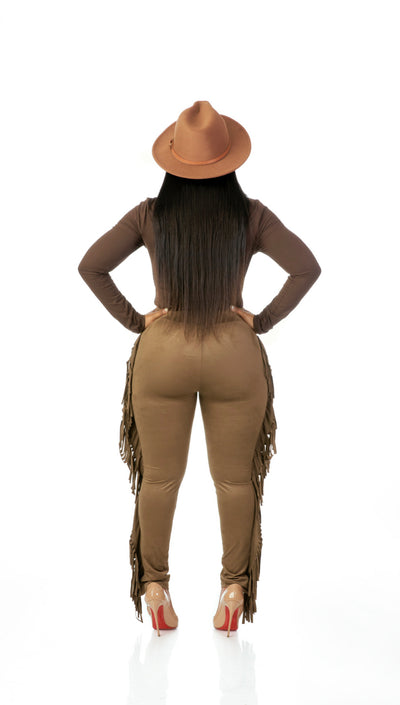Frisky Fringe Pants (Brown)